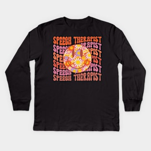 Speech Therapist Vintage Retro SLP Kids Long Sleeve T-Shirt